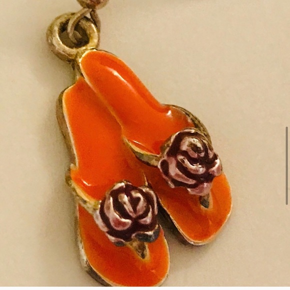 New 3 Pair Blue Red Orange Sandals Enamel Earrings - Picture 16 of 16